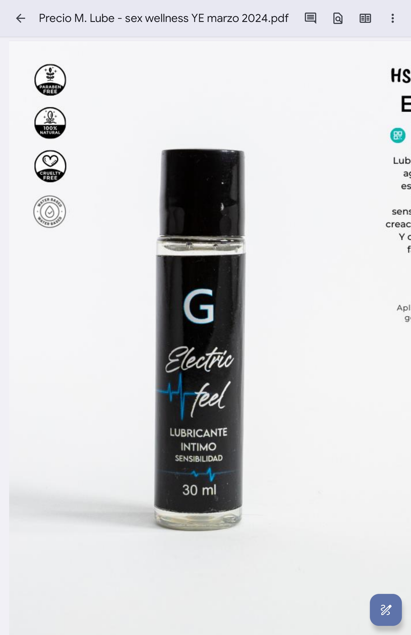 HS lubricante base agua ELECTRIC FEEL 60ml