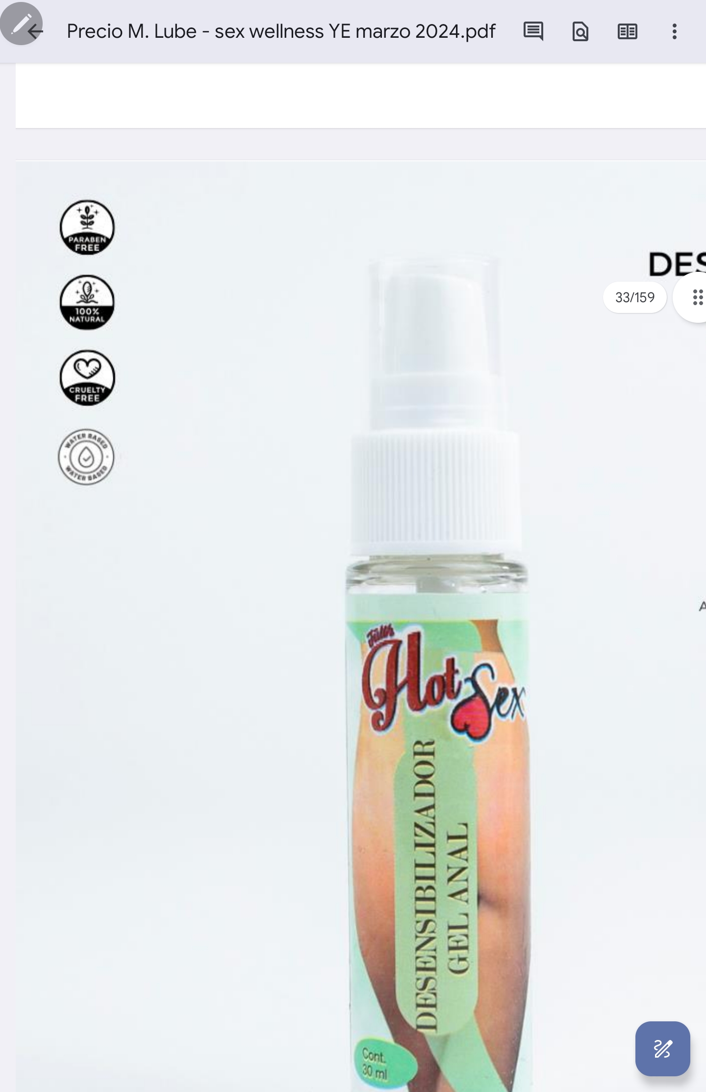 HS base agua gel DESENSIBLIZADOR ANAL 30ml